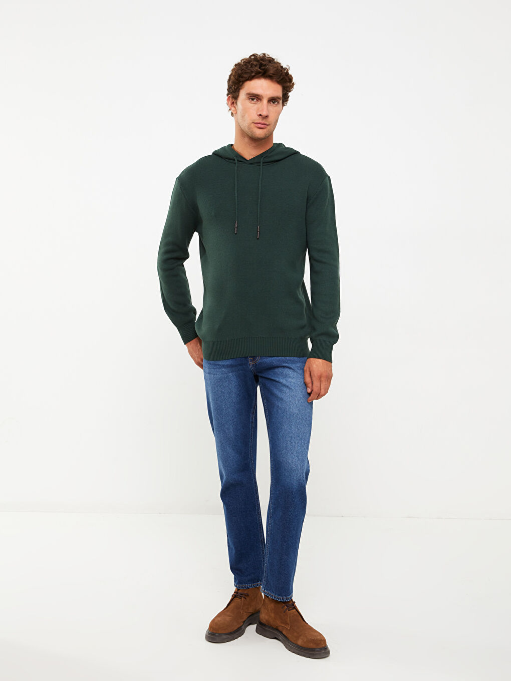 Hooded Long Sleeve Men's Tricot Sweater-2