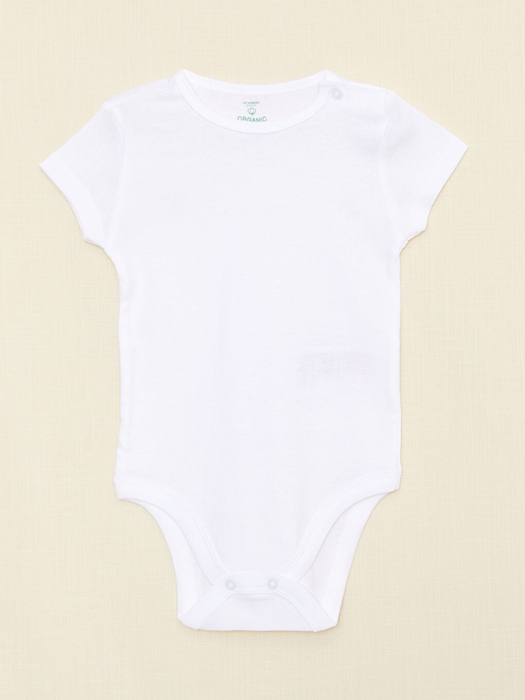 Rundhalsausschnitt Kurzarm Schlichter Bio-Baumwolle Baby Jungen Body mit Druckknopf im Schritt 2er-Pack-1