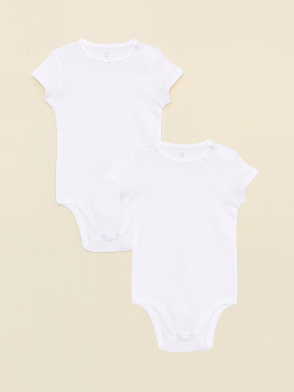 LCW baby بودي سوت بيسك من القطن العضوي بياقة مستديرة وأكمام قصيرة - قطعتين -W23223Z1-E5X