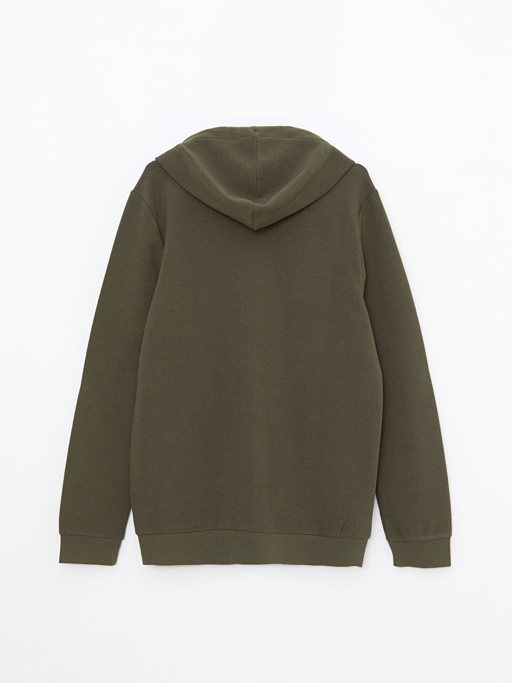 Haki Standart Kalıp Kapüşonlu Erkek Spor Hırka-6