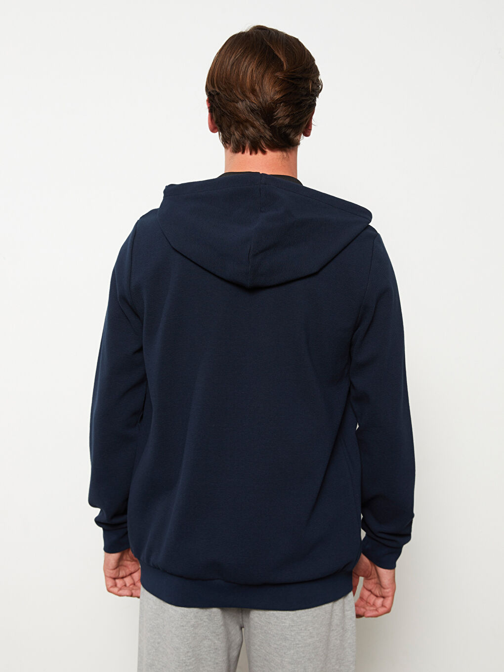 Standard Fit Hooded Men's Sports Cardigan -W23226Z8-RFH