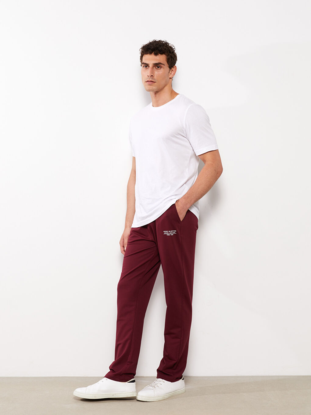 Bordo Standart Kalıp Erkek Eşofman Altı