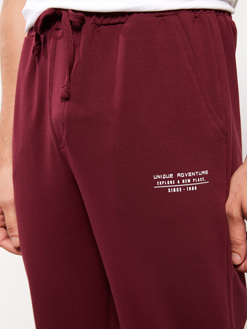 Bordo Standart Kalıp Erkek Eşofman Altı-2