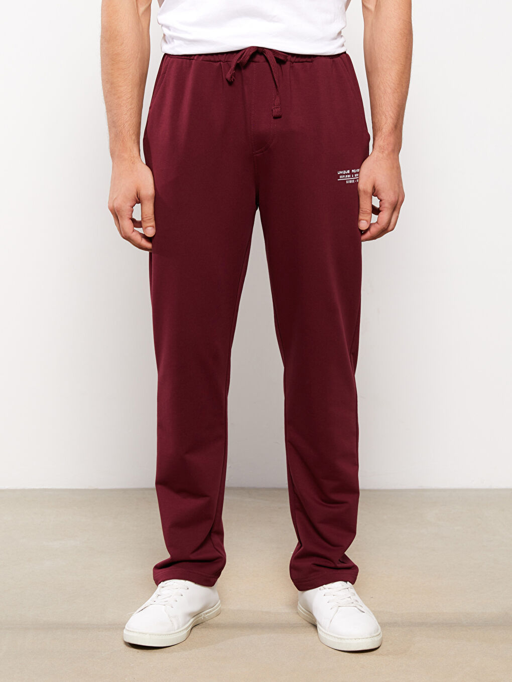 Bordo Standart Kalıp Erkek Eşofman Altı-3