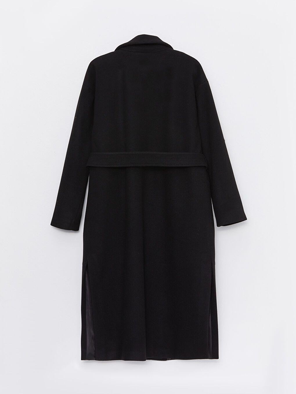 Siyah Ceket Yaka Kadın Kaşe Kaban-7