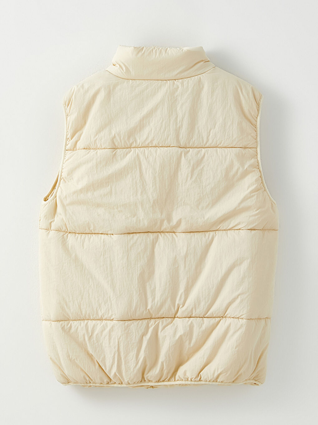 Ekru Kadın Dik Yaka Düz Şişme Yelek-8