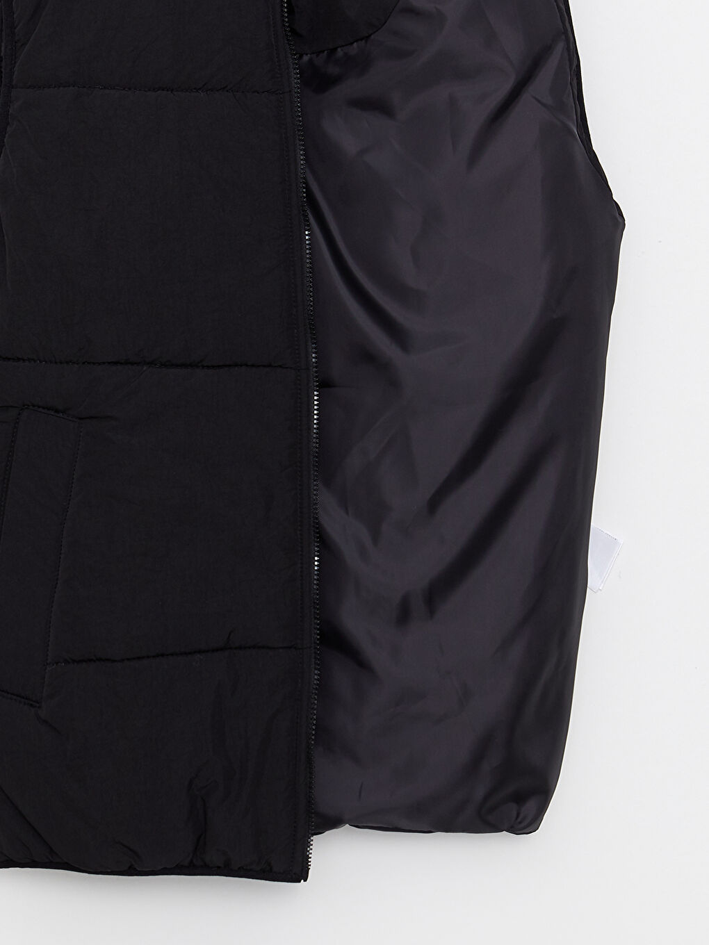 Siyah Kadın Dik Yaka Düz Şişme Yelek-8