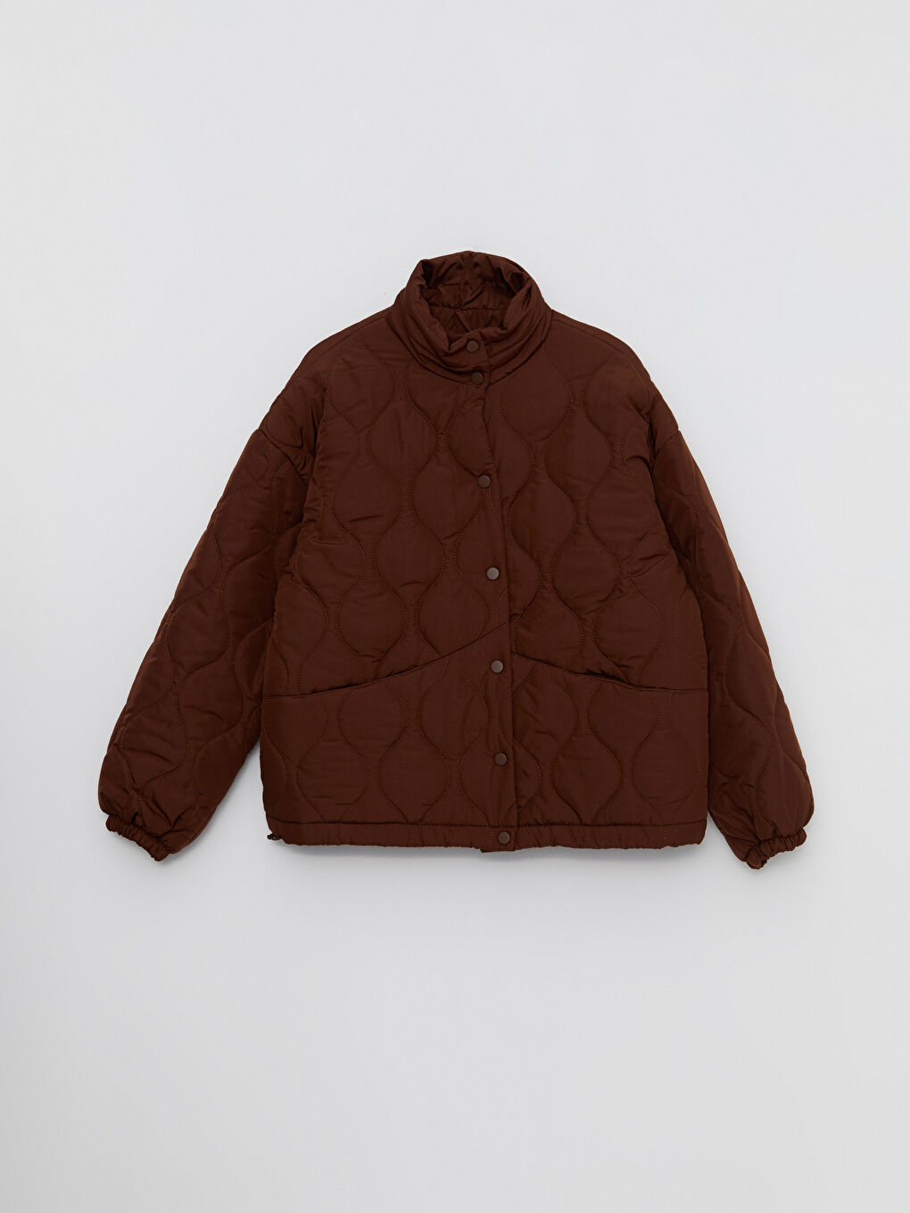 Geacă de Puf Pentru Femei Cu Guler Înalt Model Matlasat Mânecă Lungă-6