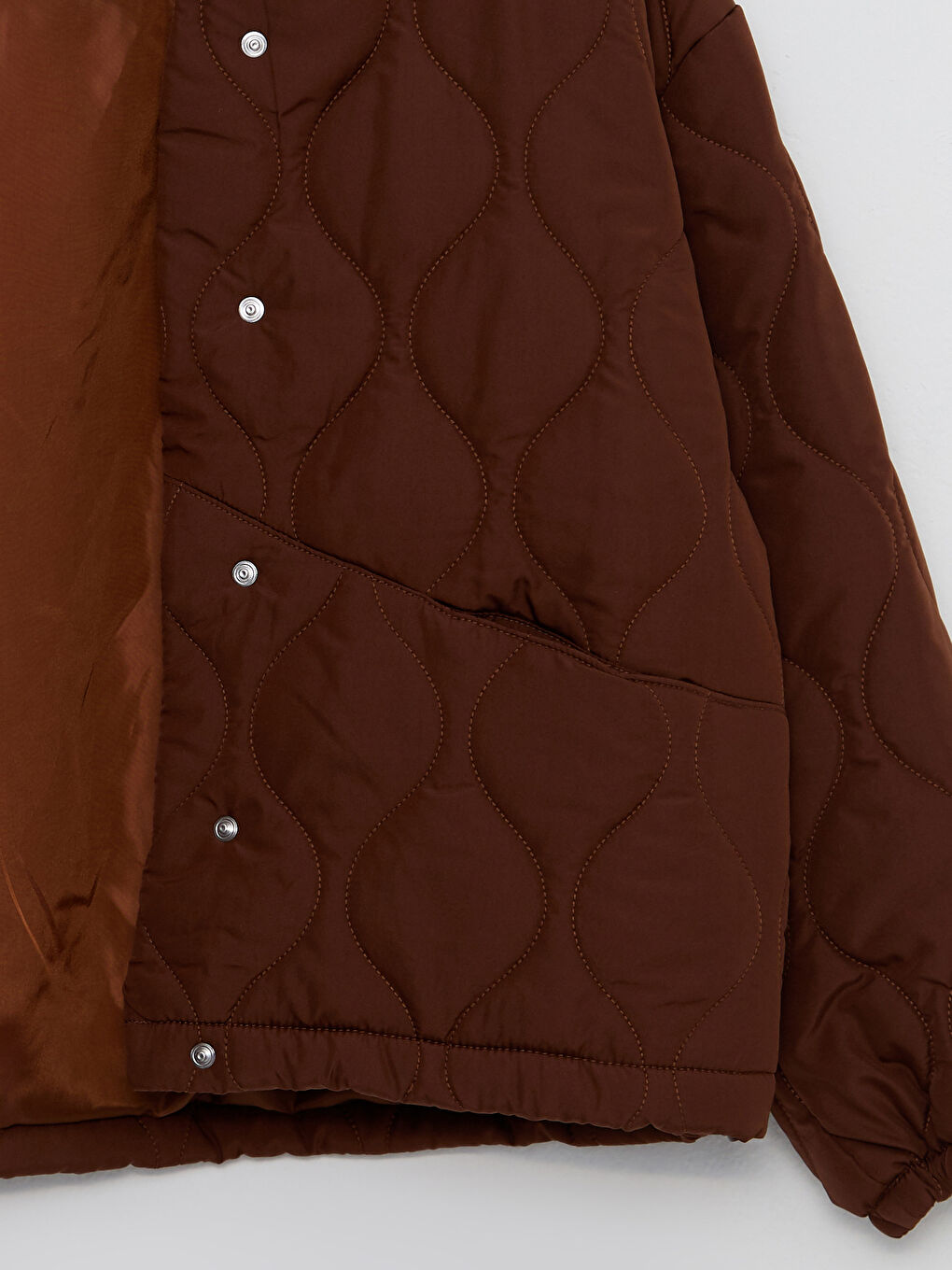 Geacă de Puf Pentru Femei Cu Guler Înalt Model Matlasat Mânecă Lungă-7