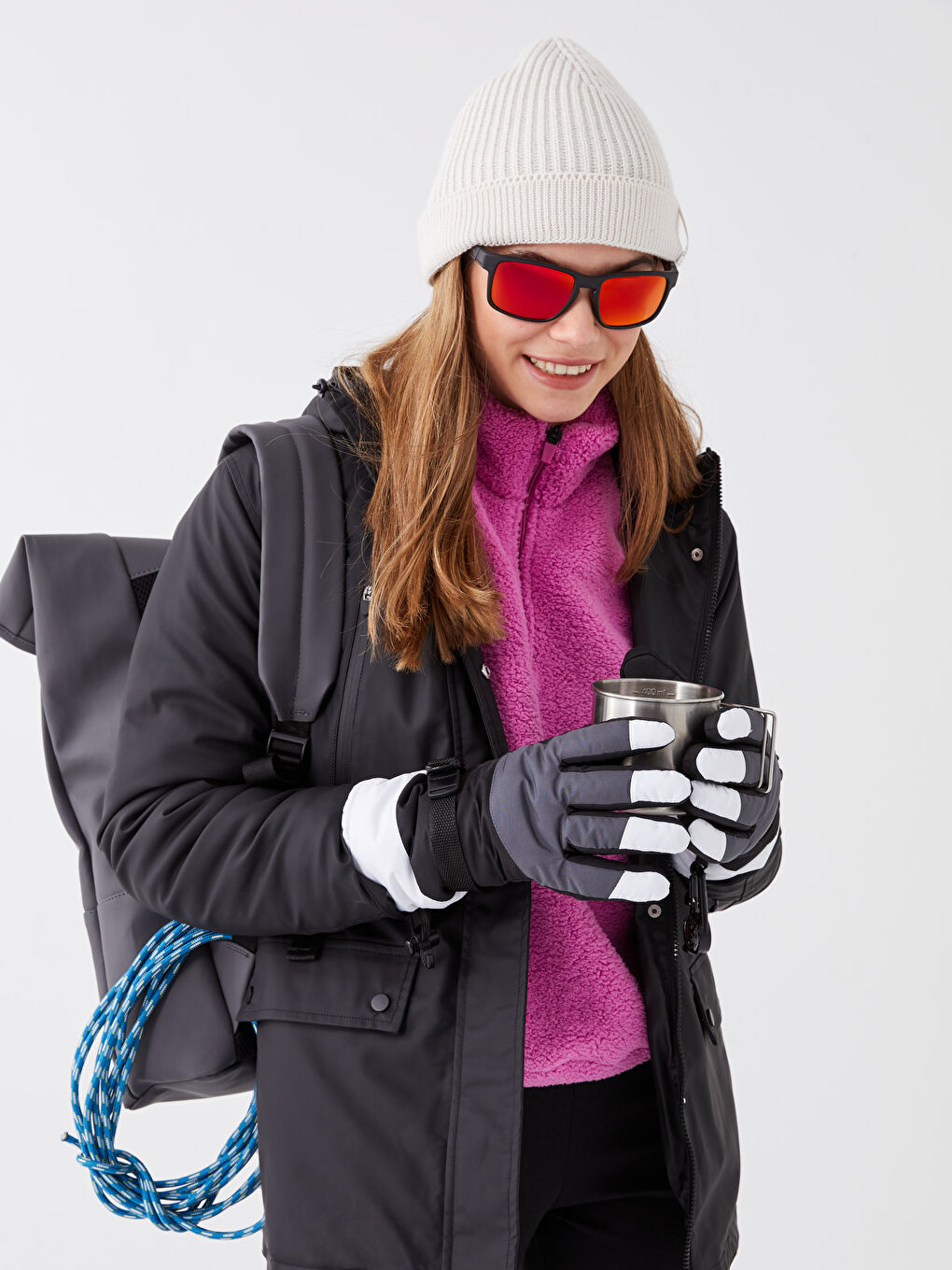 Hooded Straight Long Sleeve Women's Outdoor Raincoat-2