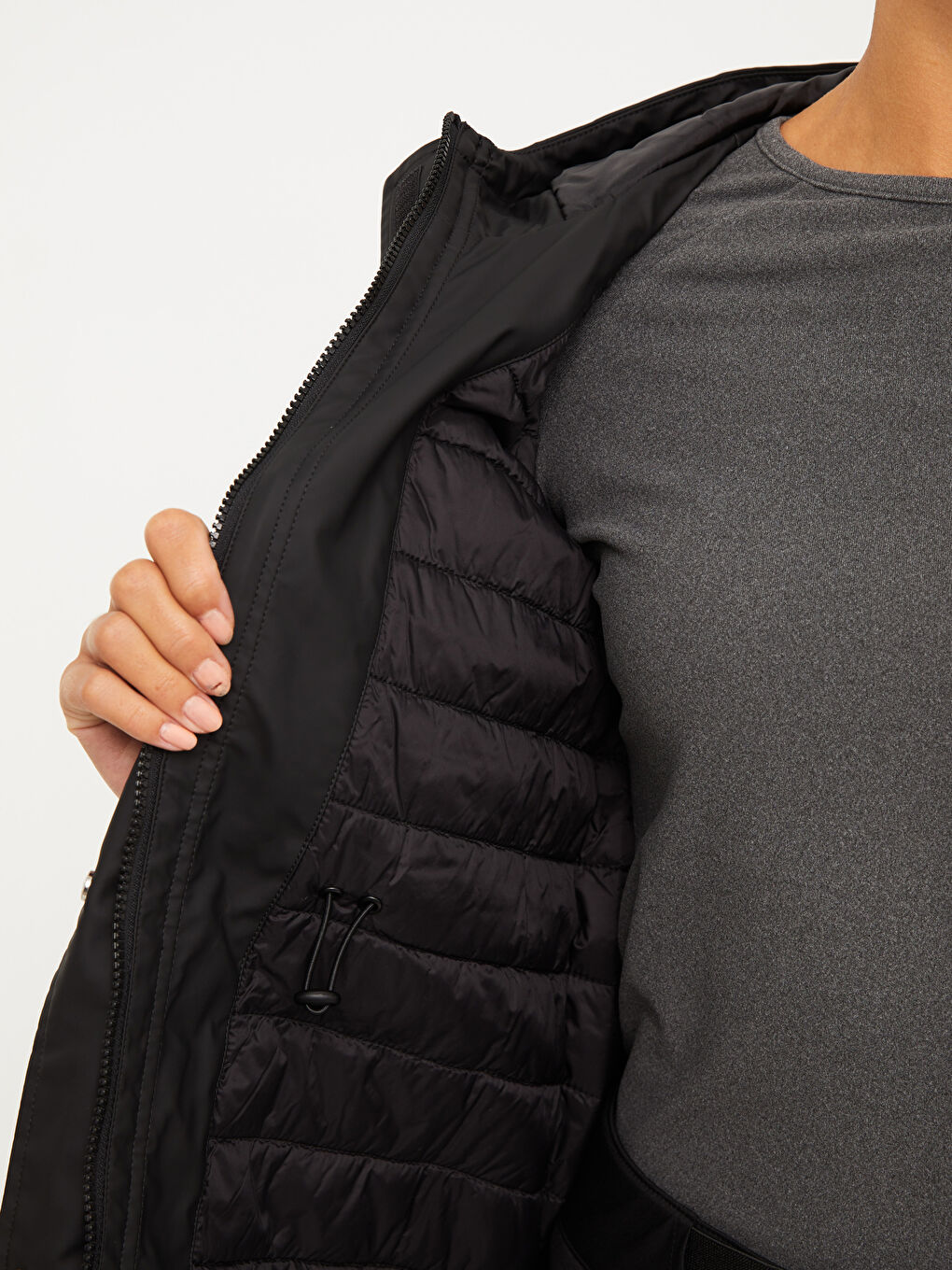 Hooded Straight Long Sleeve Women's Outdoor Raincoat-9