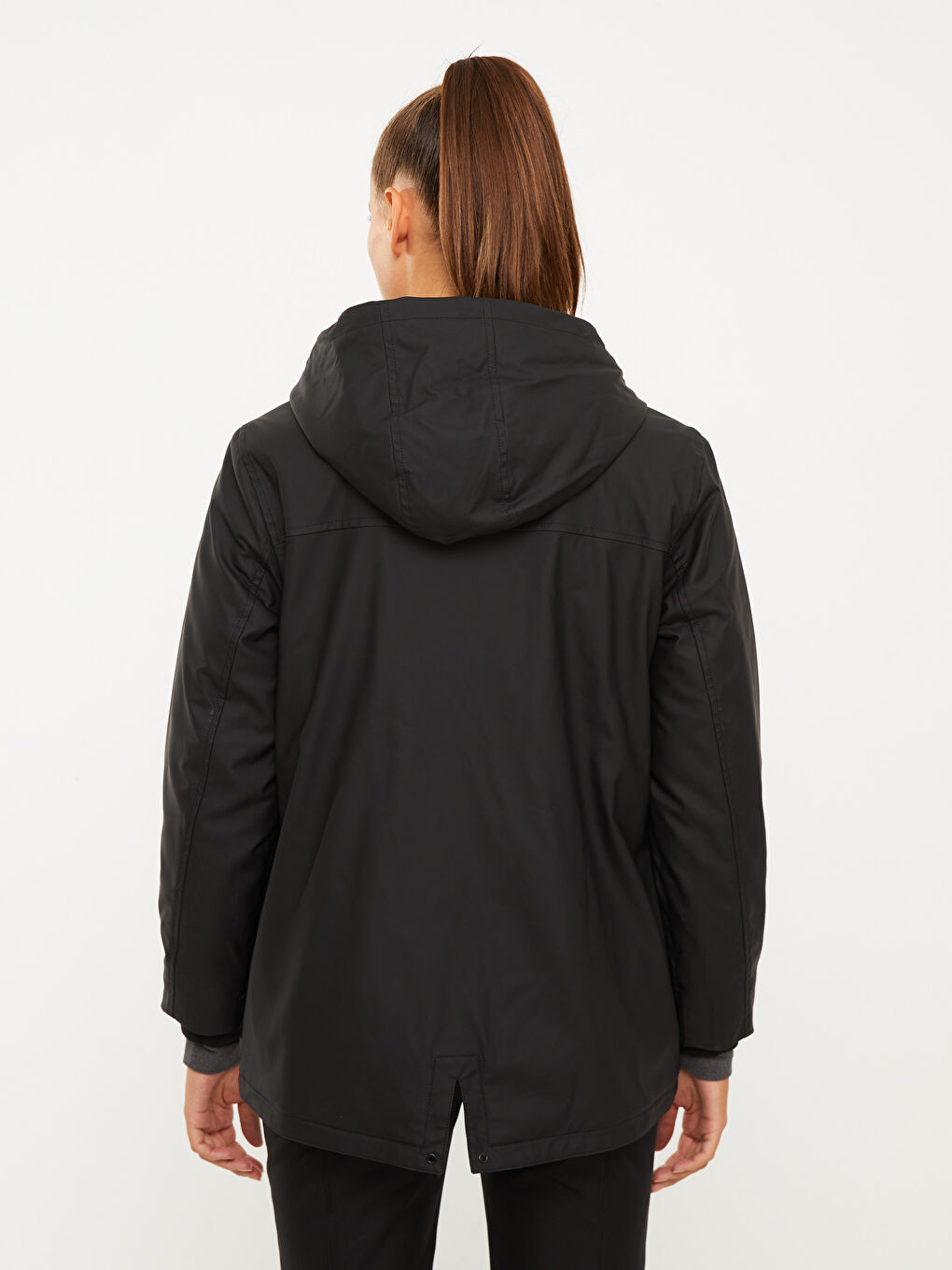 Hooded Straight Long Sleeve Women's Outdoor Raincoat-10