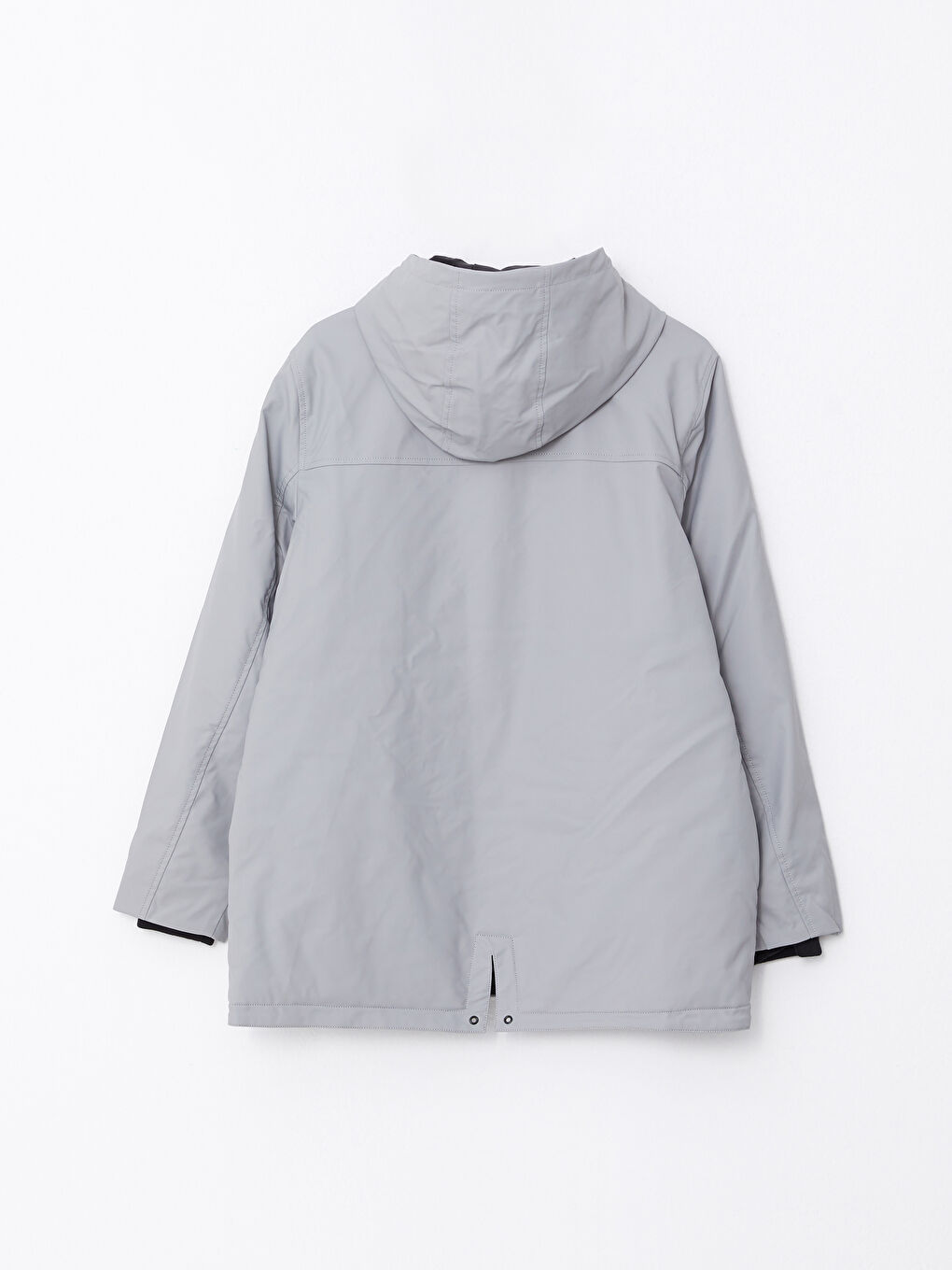 Gri Kapüşonlu Düz Uzun Kollu Kadın Outdoor Yağmurluk-7