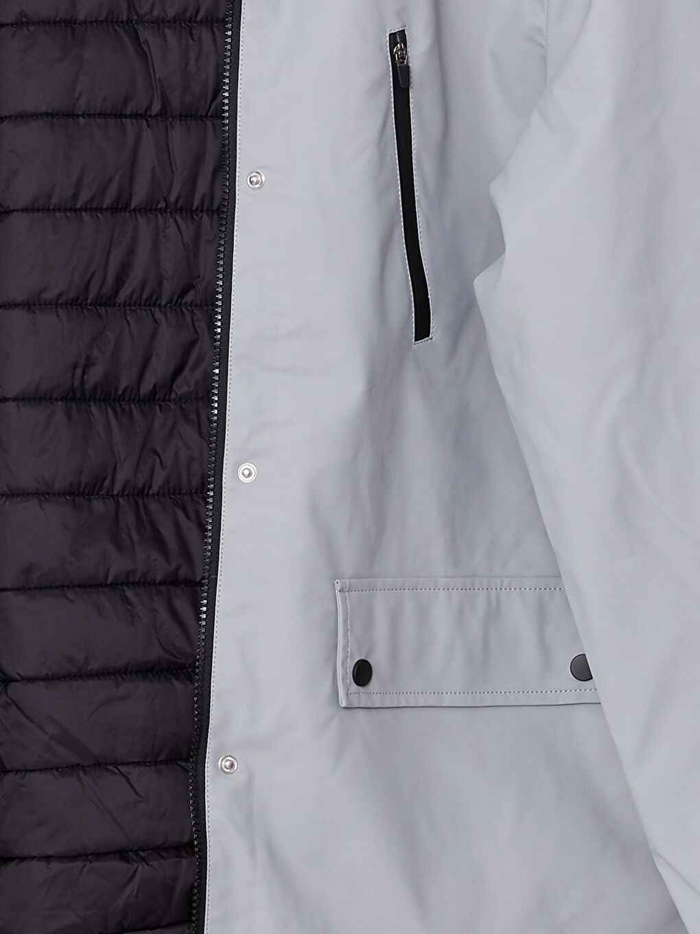 Gri Kapüşonlu Düz Uzun Kollu Kadın Outdoor Yağmurluk-8