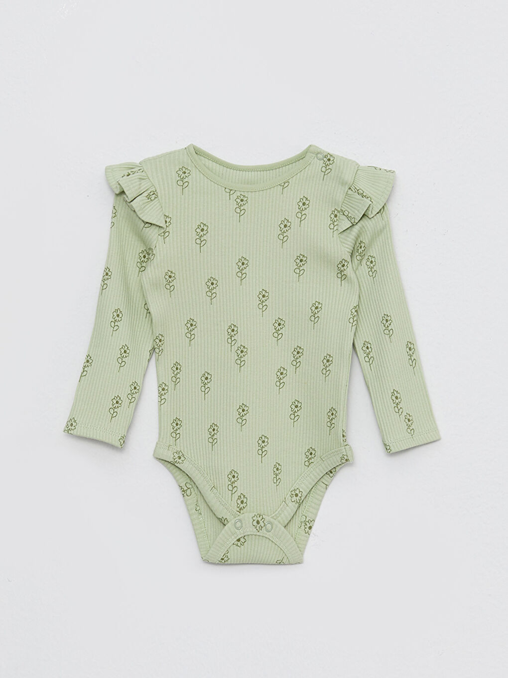 Crew Neck Long Sleeve Printed Baby Girls' Snap Bodysuit and Leggings 2 Pack Set-1