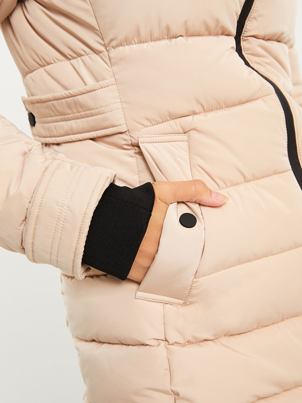 بالطو منتفخ سادة بكابوش للسيدات-3