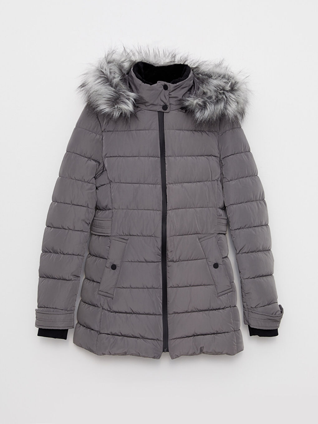 Women's Hooded Plain Puffer Coat-7