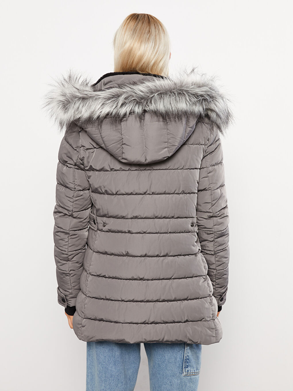 Women's Hooded Plain Puffer Coat-6