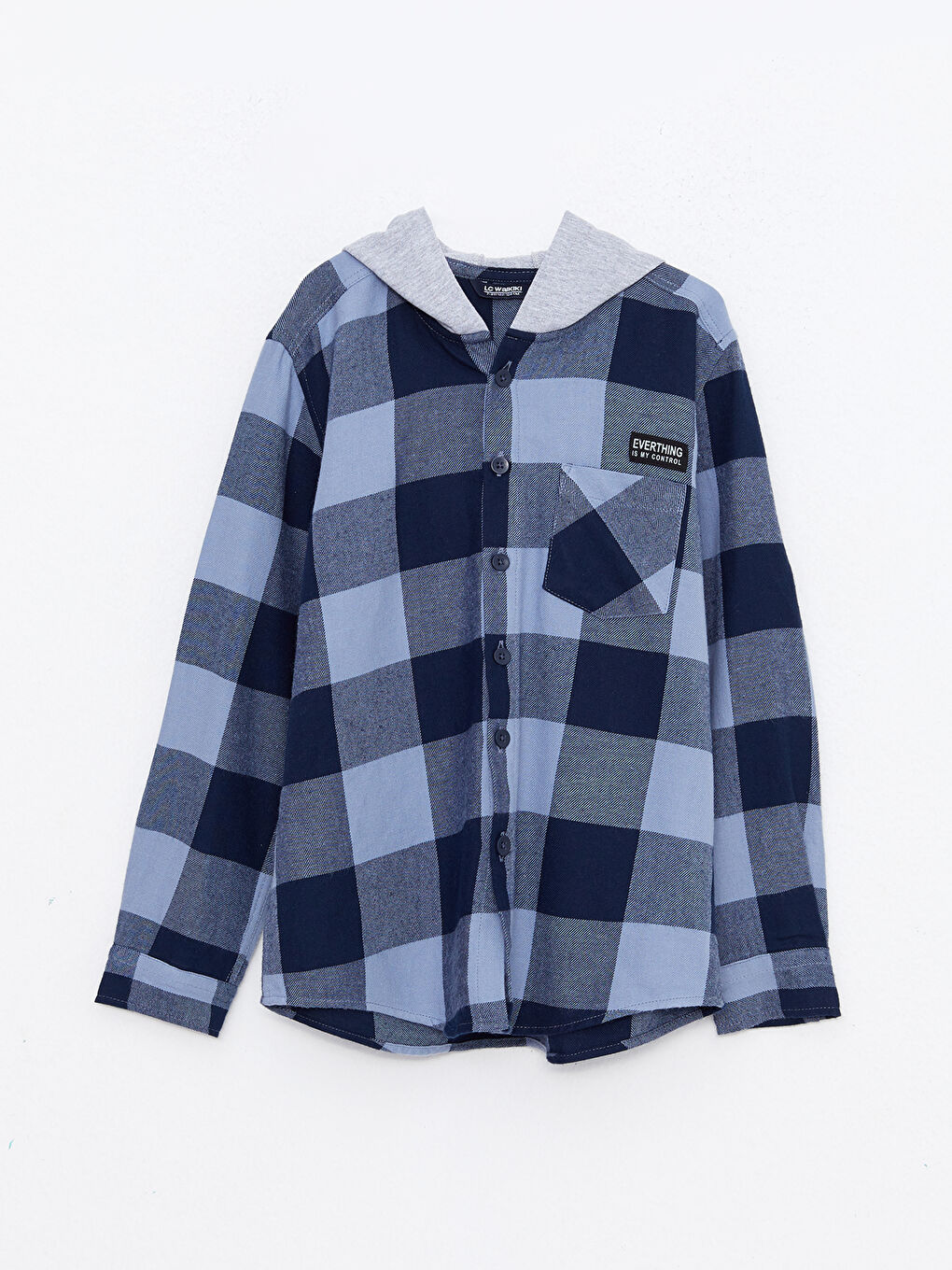 Košulja za dečake sa kapuljačom, kariranog dezena, dugih rukava od kepera