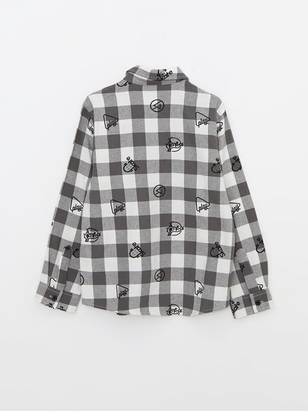 Antrasit Baskılı Uzun Kollu Gabardin Erkek Çocuk Gömlek-2