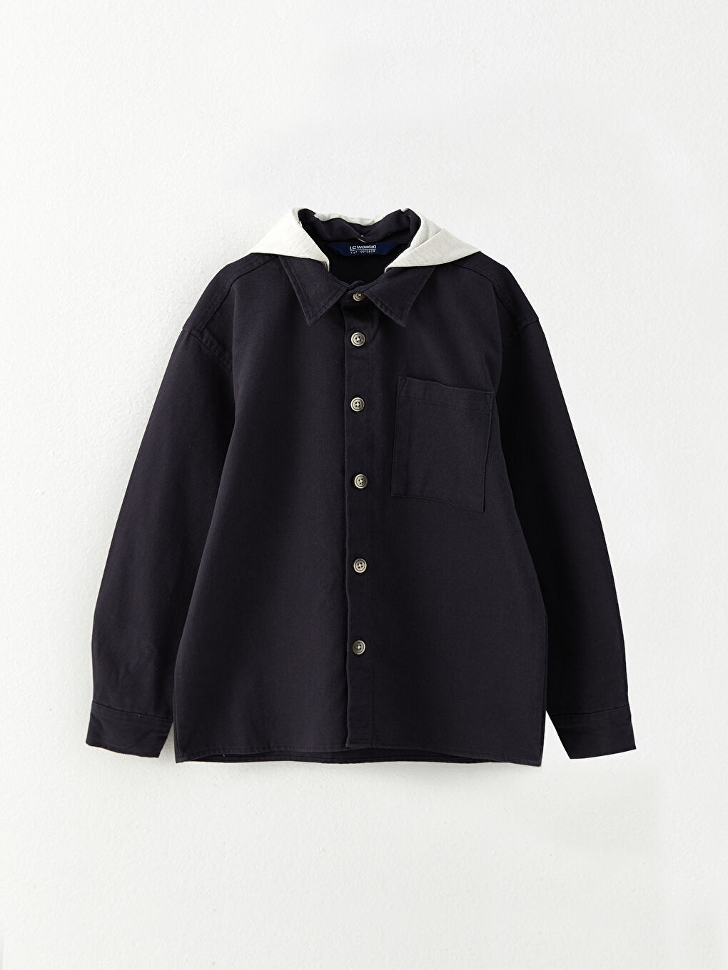 LCW Kids Hooded Printed Long Sleeve Gabardine Boys Shirt -W23269Z4-HGG