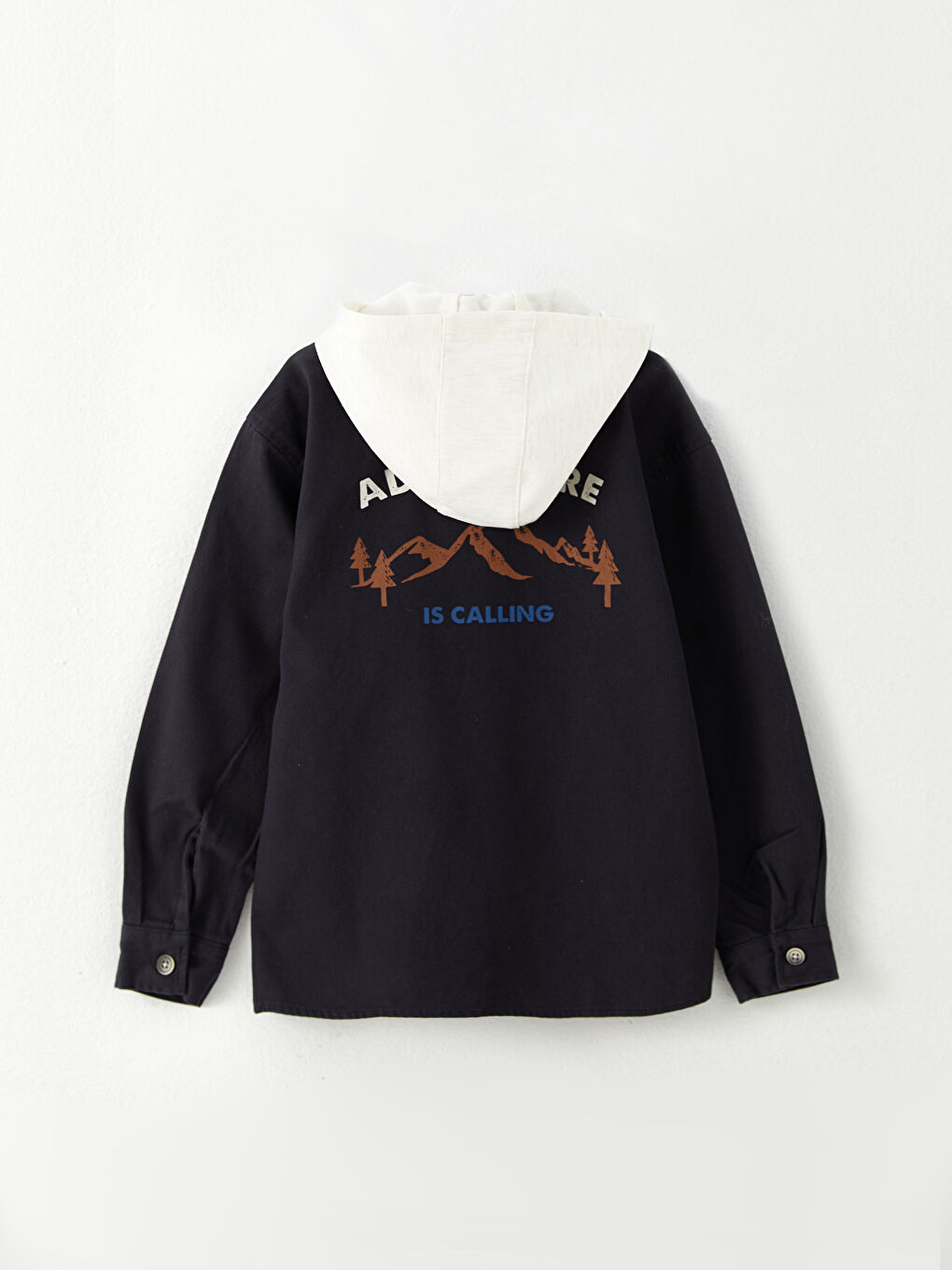 LCW Kids Hooded Printed Long Sleeve Gabardine Boys Shirt -W23269Z4-HGG