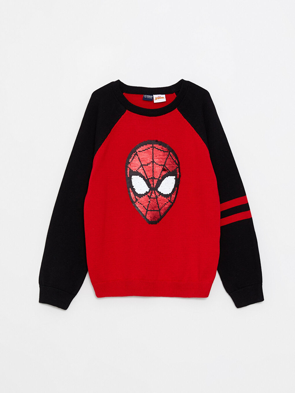 Crew Neck Spider-Man Double-Sided Sequined Long Sleeve Boys' Knitwear Sweater-2