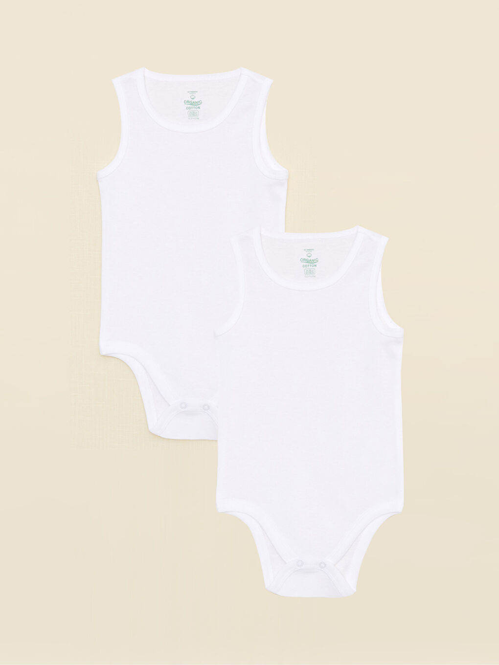 Боди для малышек девочек из органического хлопка с круглым вырезом и заклепками на паху, 2 упаковки