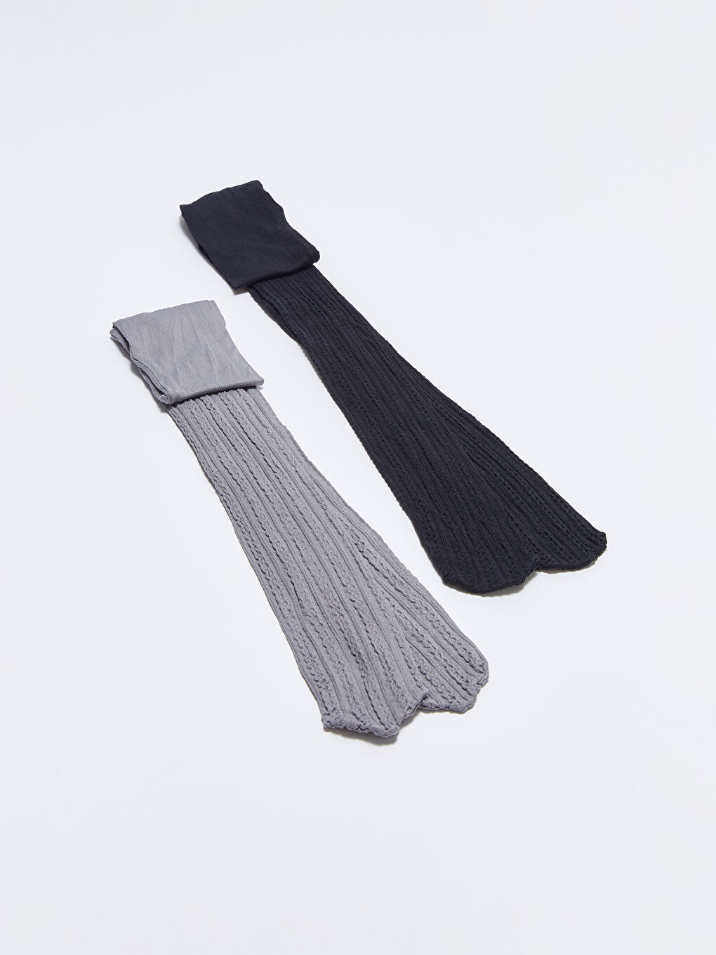 Siyah Kendinden Desenli Kız Çocuk Külotlu Çorap 2'li