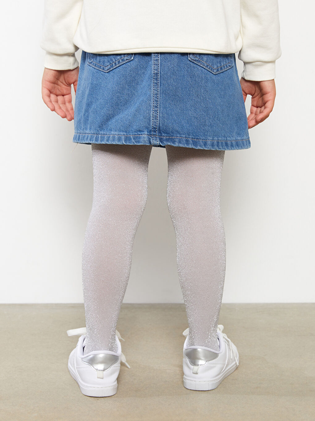 Beyaz Kız Çocuk Külotlu Çorap 2'li-2