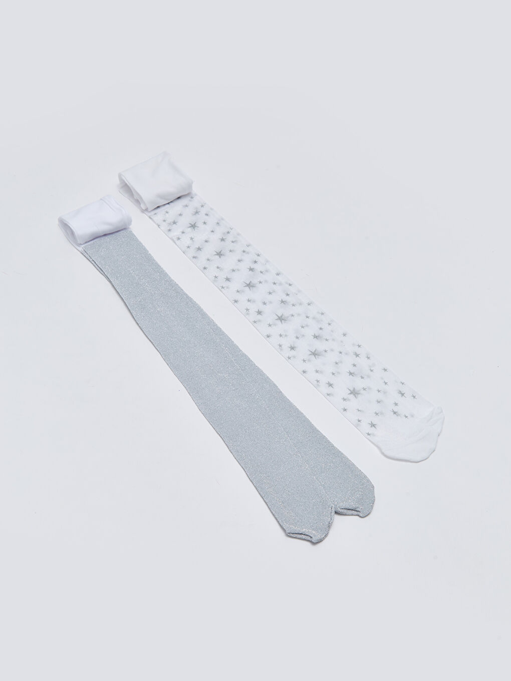 Beyaz Kız Çocuk Külotlu Çorap 2'li-3