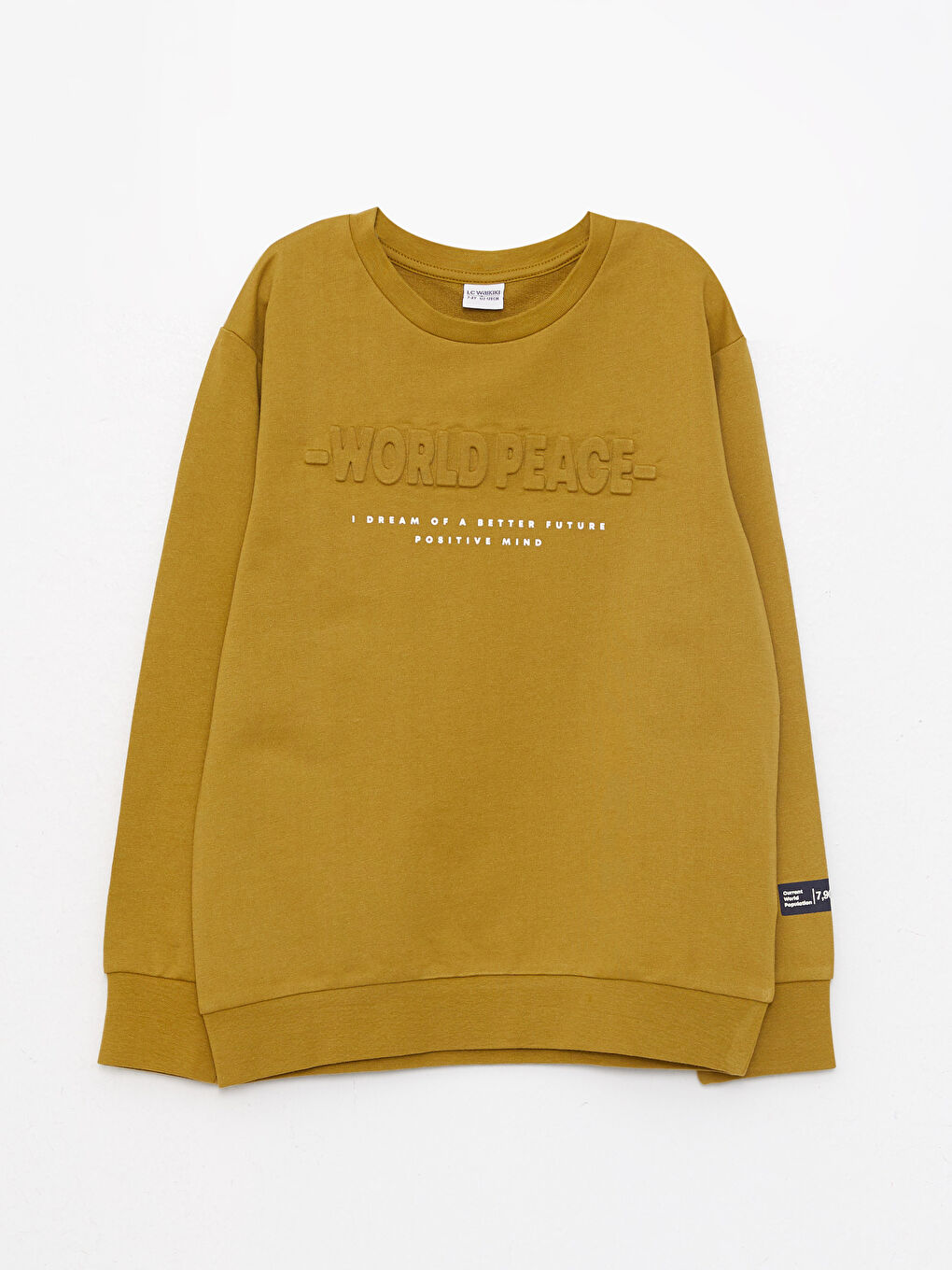 Yeşil Bisiklet Yaka Baskılı Uzun Kollu Erkek Çocuk Sweatshirt