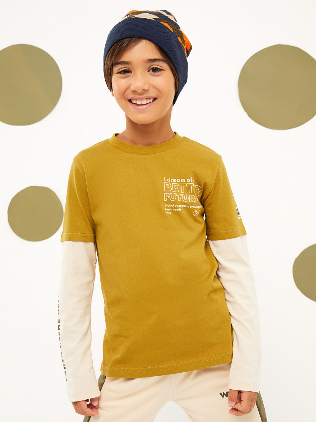 Tricou cu Mânecă Lungă Imprimat Guler Rotund pentru Băieți-2