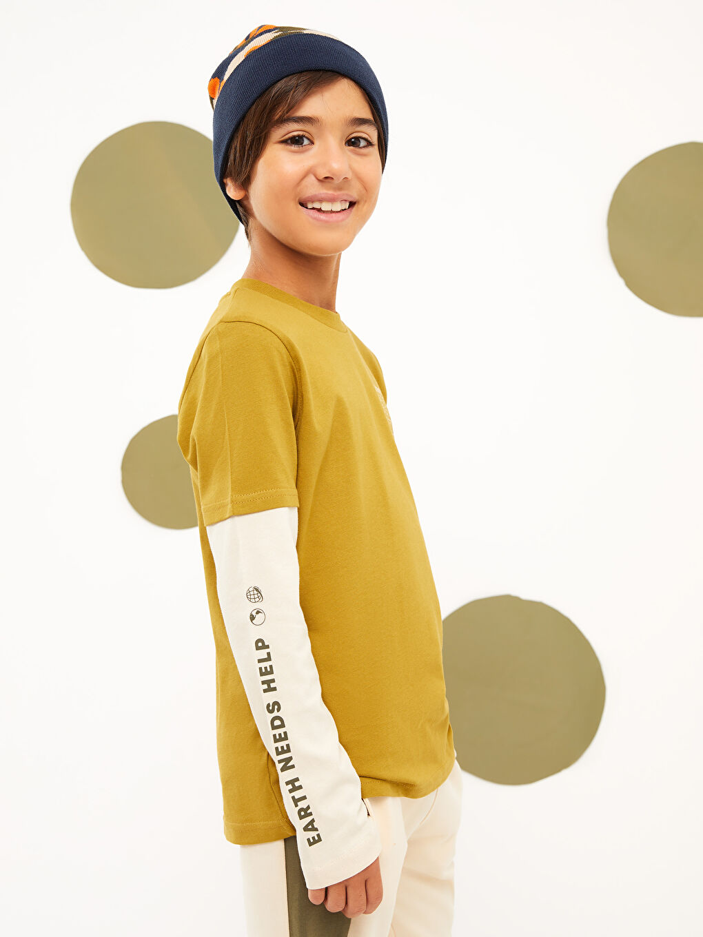 Tricou cu Mânecă Lungă Imprimat Guler Rotund pentru Băieți-3