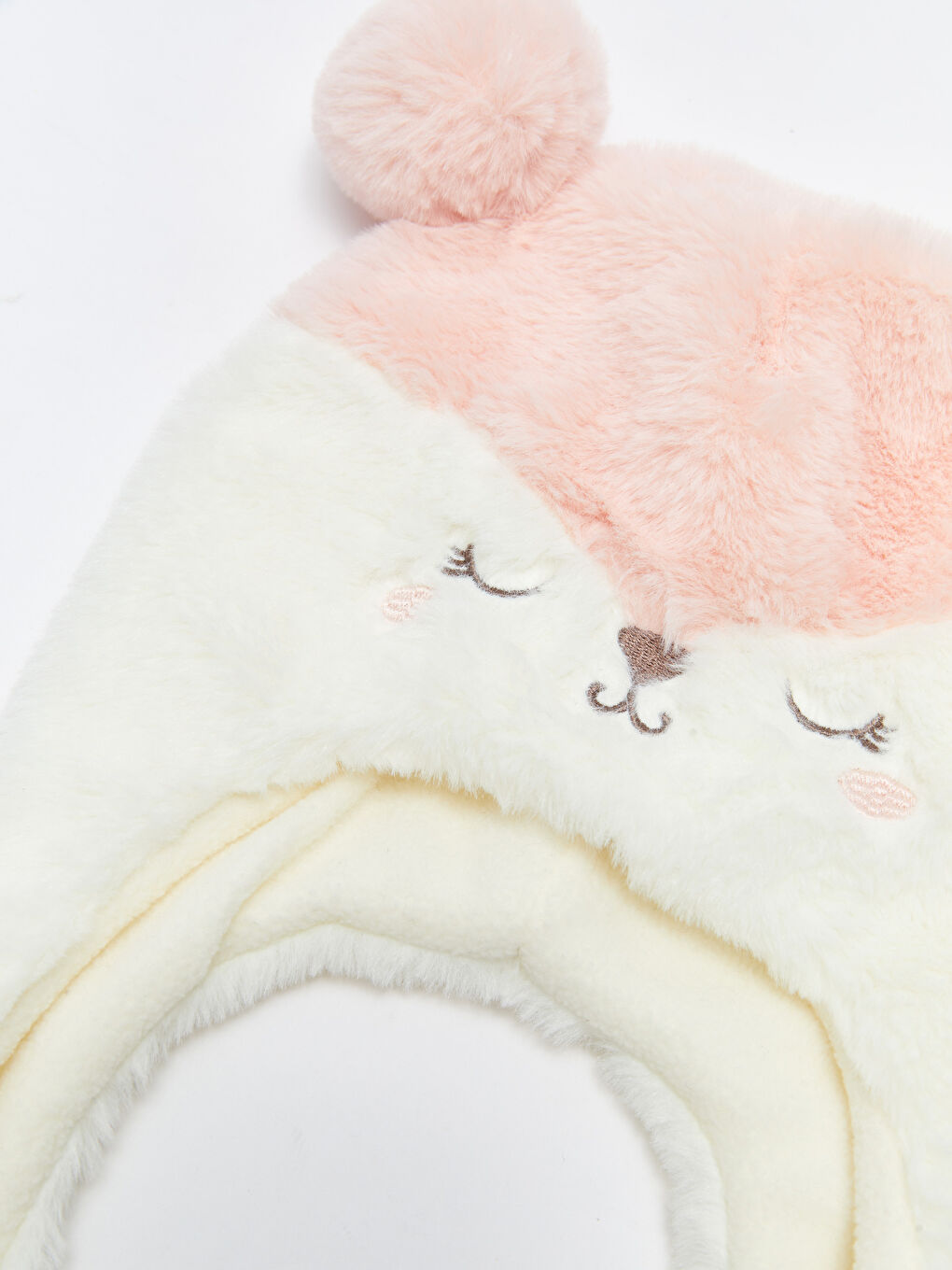 Embroidery Detailed Baby Girl Plush Beanie-2