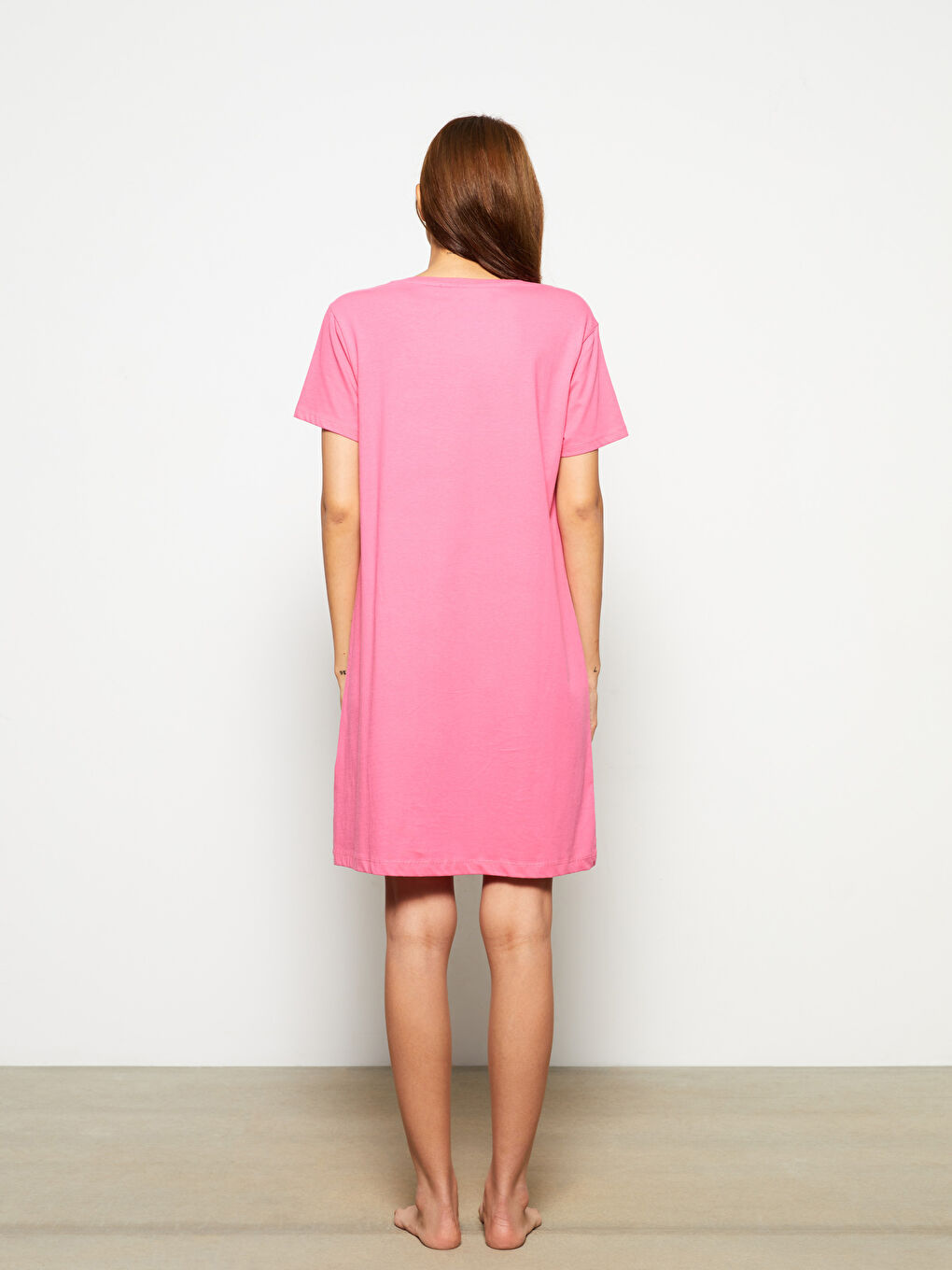 Crew Neck Printed Short Sleeve Cotton Women's Nightgown-4