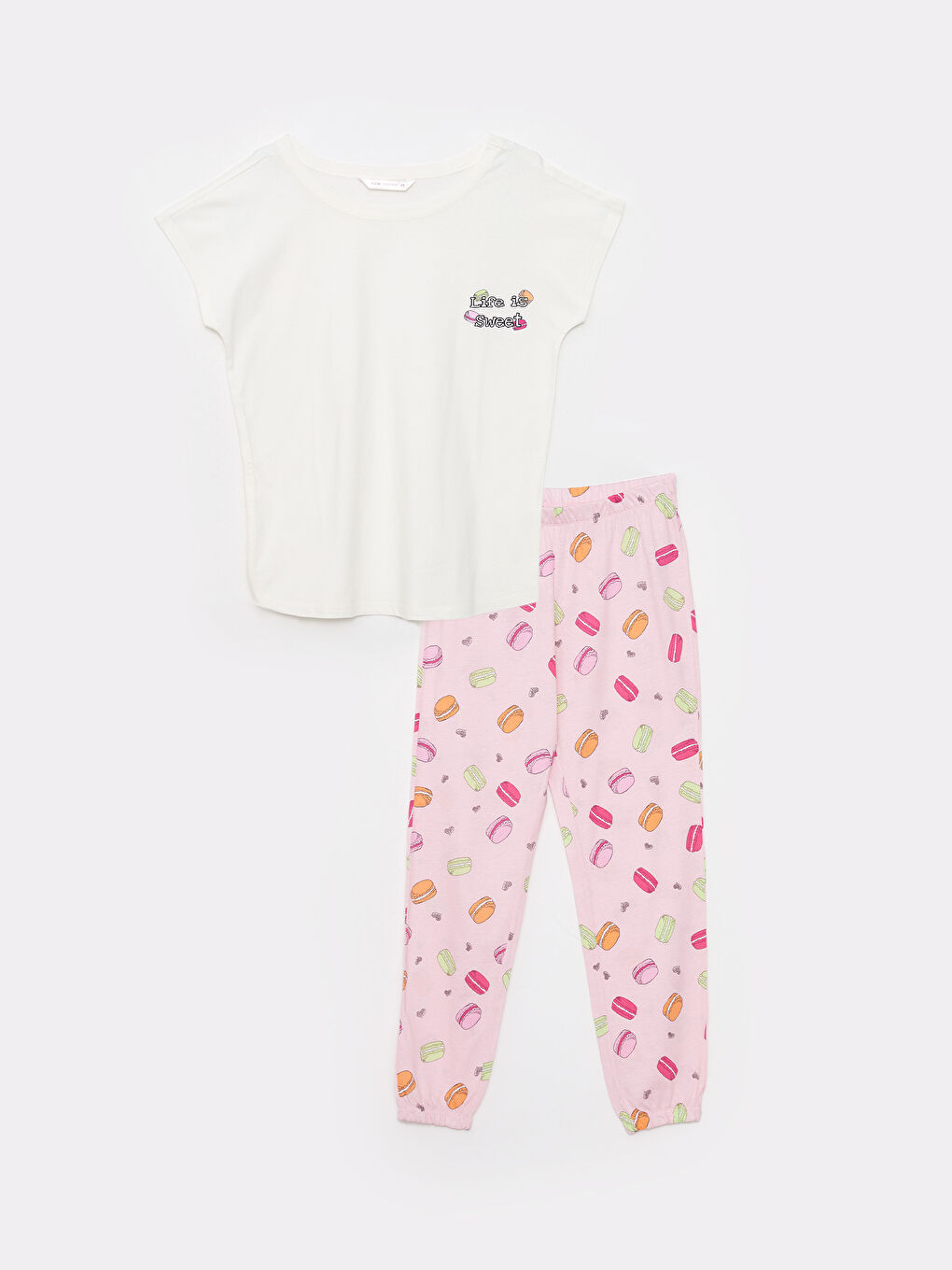 Crew Neck Printed Short Sleeve Cotton Women's Pajama Set-5