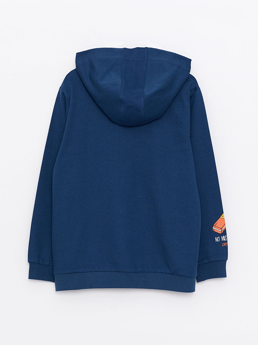 İndigo Kapüşonlu Baskılı Uzun Kollu Erkek Çocuk Fermuarlı Sweatshirt-1