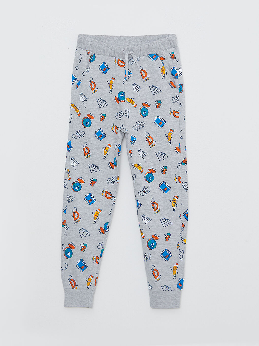 Gri Beli Lastikli Baskılı Erkek Çocuk Jogger Eşofman Altı