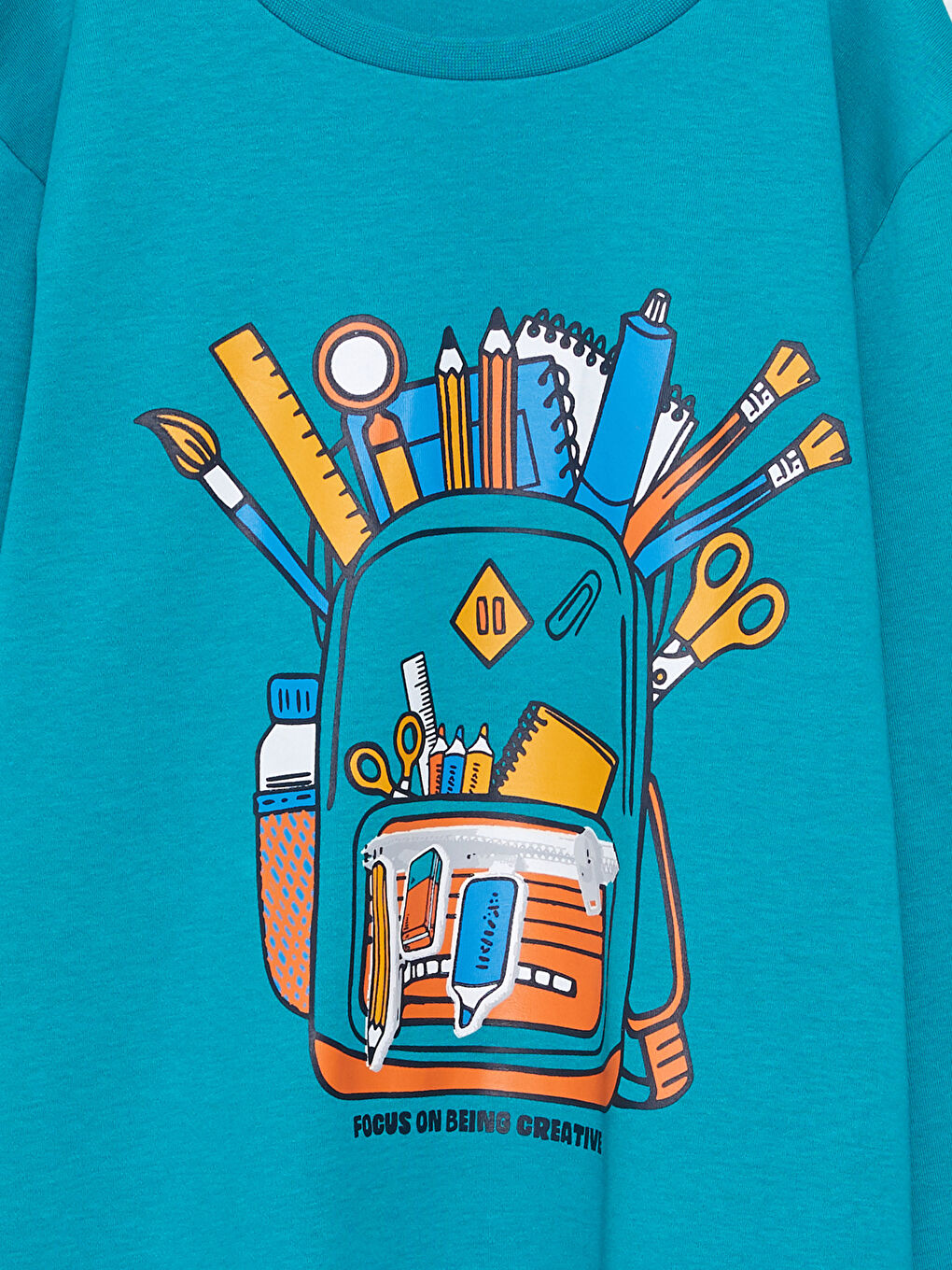 T-shirt Garçon en Coton à Manches Longues Imprimé Col Rond-2