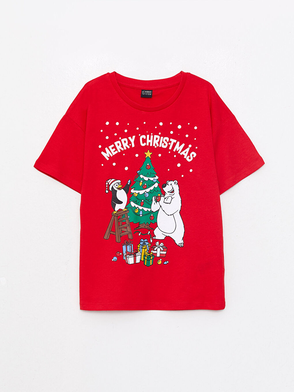 LCW Kids Crew Neck New Year Themed Short Sleeve Cotton Boy T-shirt -W23457Z4-HC3