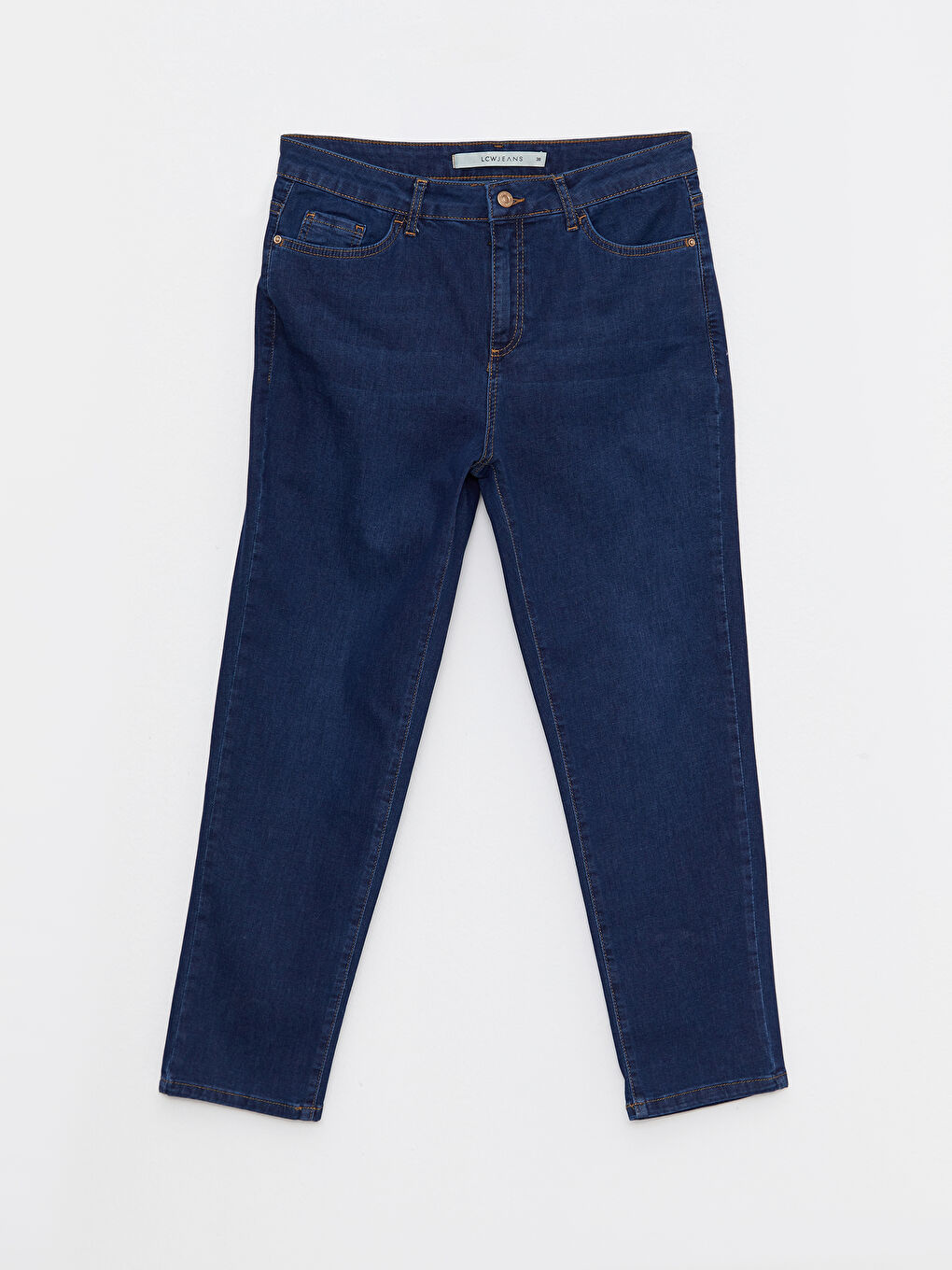 İndigo Slim Fit Düz Cep Detaylı Kadın Jean Pantolon-5