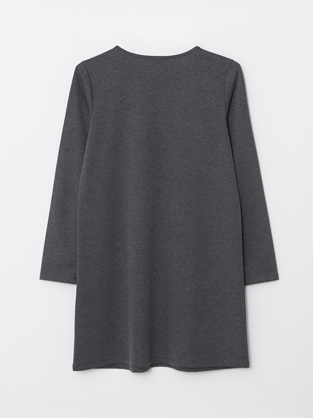 Antrasit Bisiklet Yaka Baskılı Uzun Kollu Kadın Tunik-1