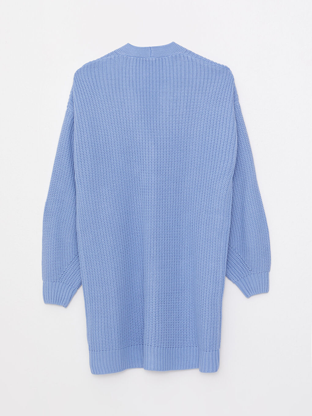 Mavi V Yaka Kadın Triko Hırka-6