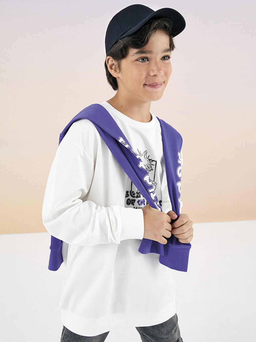 Crew Neck Printed Long Sleeve Boys' Sweatshirt