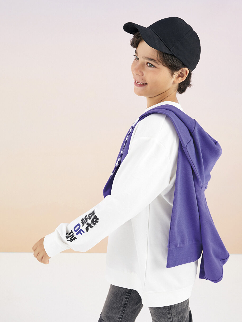 Crew Neck Printed Long Sleeve Boys' Sweatshirt-2