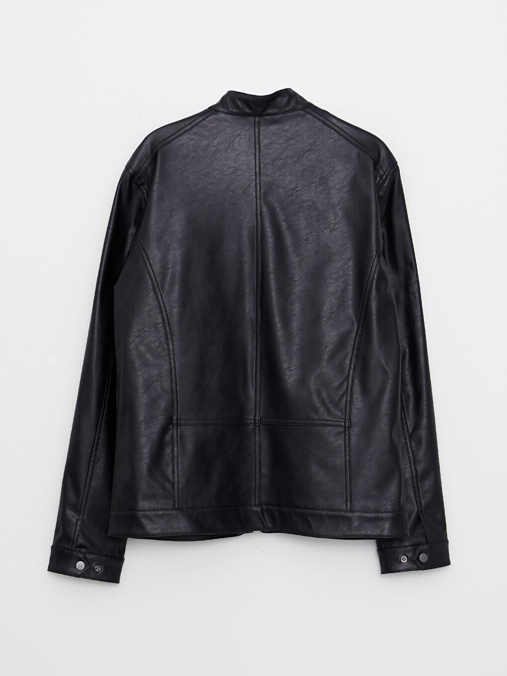 Standard Fit Collared Neck Men's Leather Look Coat-6