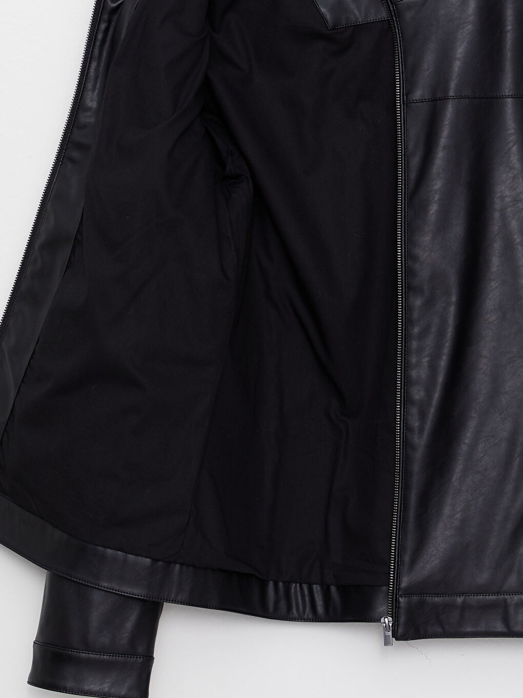 Standard Fit Collared Neck Men's Leather Look Coat-7