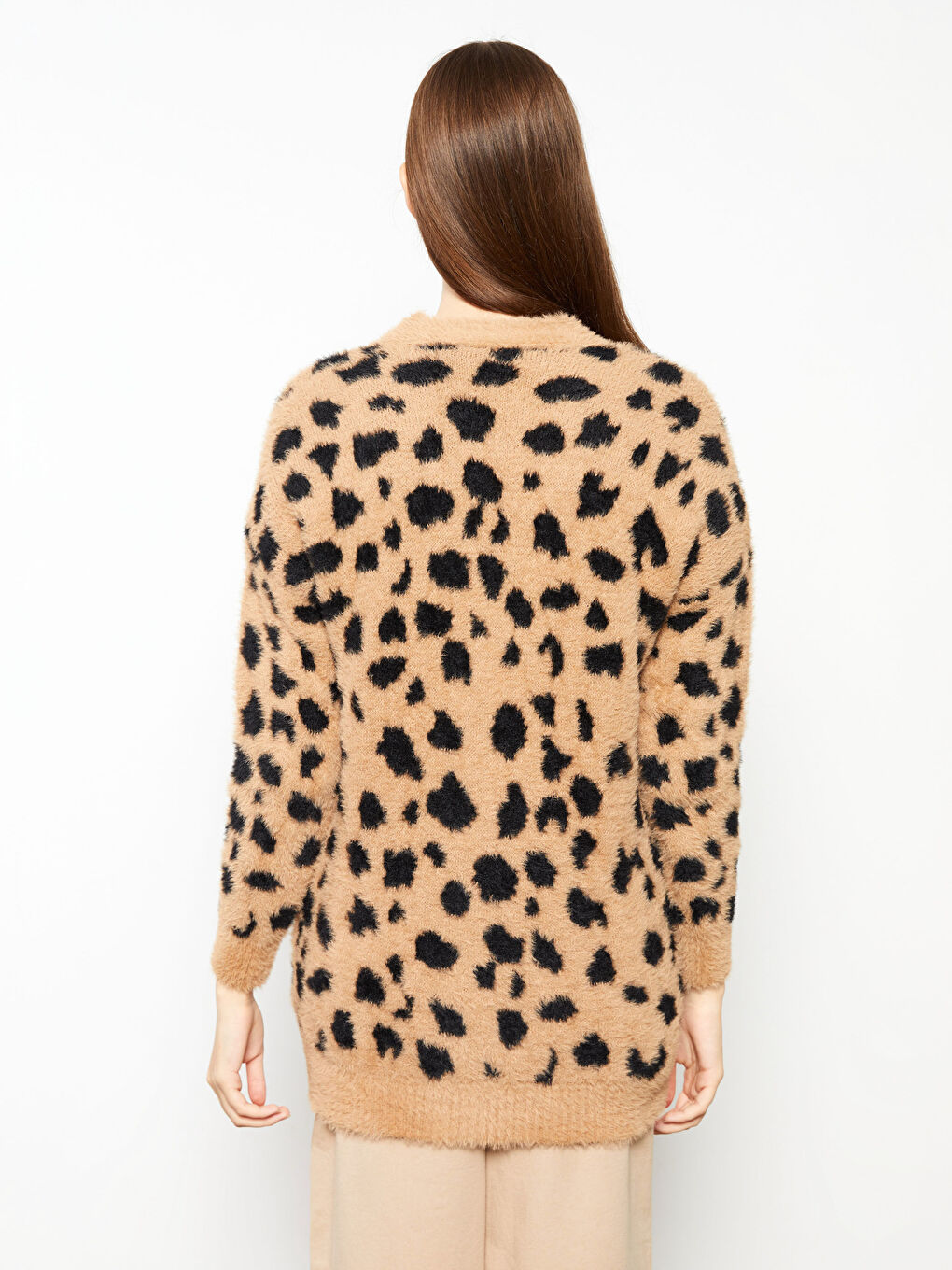 V Neck Patterned Women's Knitwear Cardigan-4