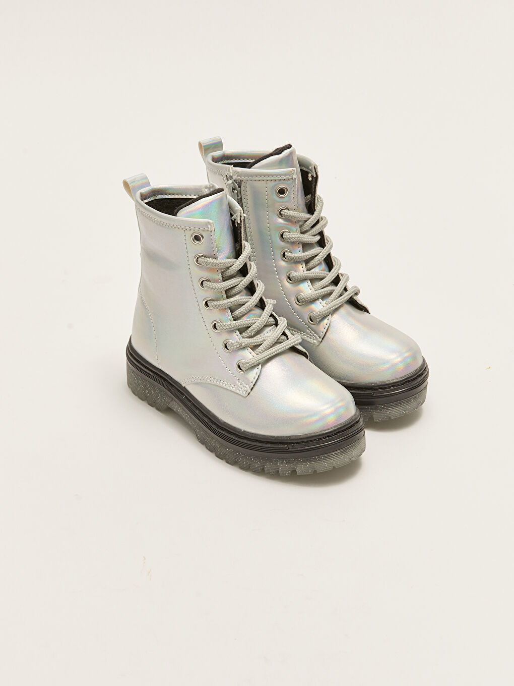 Hologram Detailed Lace and Zipper Detailed Girls' Boots -W23561Z4-UXF